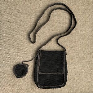 Handmade Black Crochet Crossbody Bag Shoulder Flap Black The Limited Small Purse